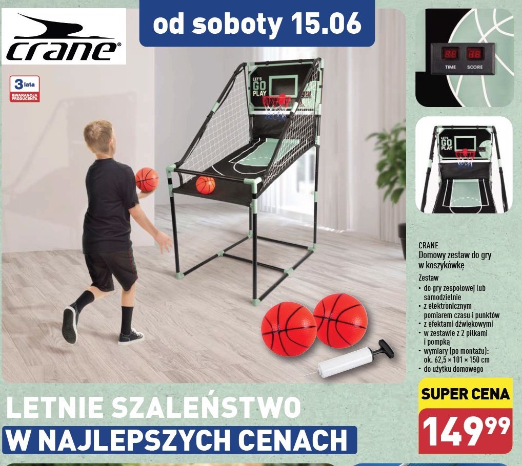 Domowy zestaw do gry w koszykówkę CRANE promocja