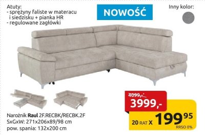 Narożnik Raul 2F/RECBK/RECBK.2F promocja w Black Red White