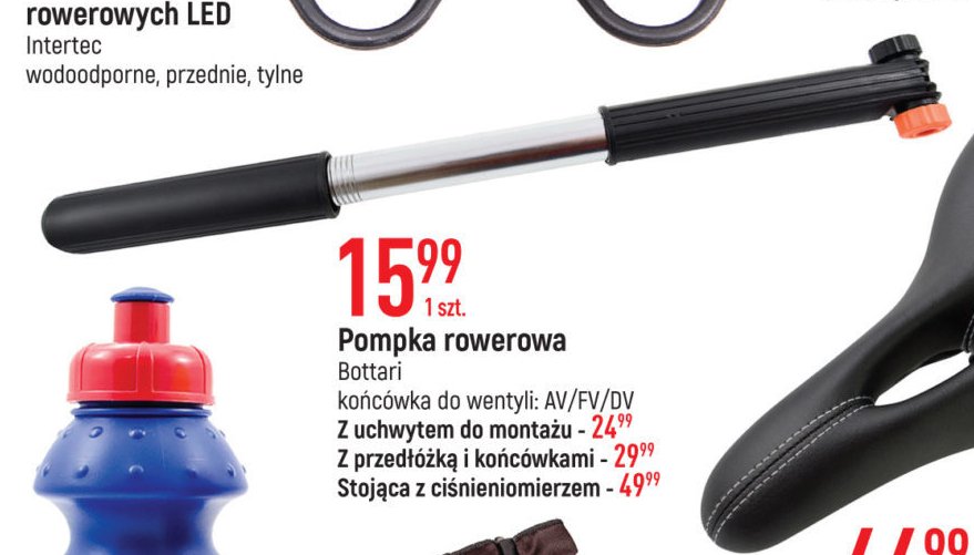 Pompka rowerowa ko艅c贸wka do wentyli av/fv/dv Bottari promocja