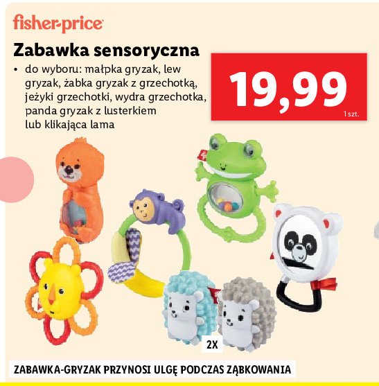 Zabawka sensoryczna gryzak z grzechotką żabka Fisher-price promocja