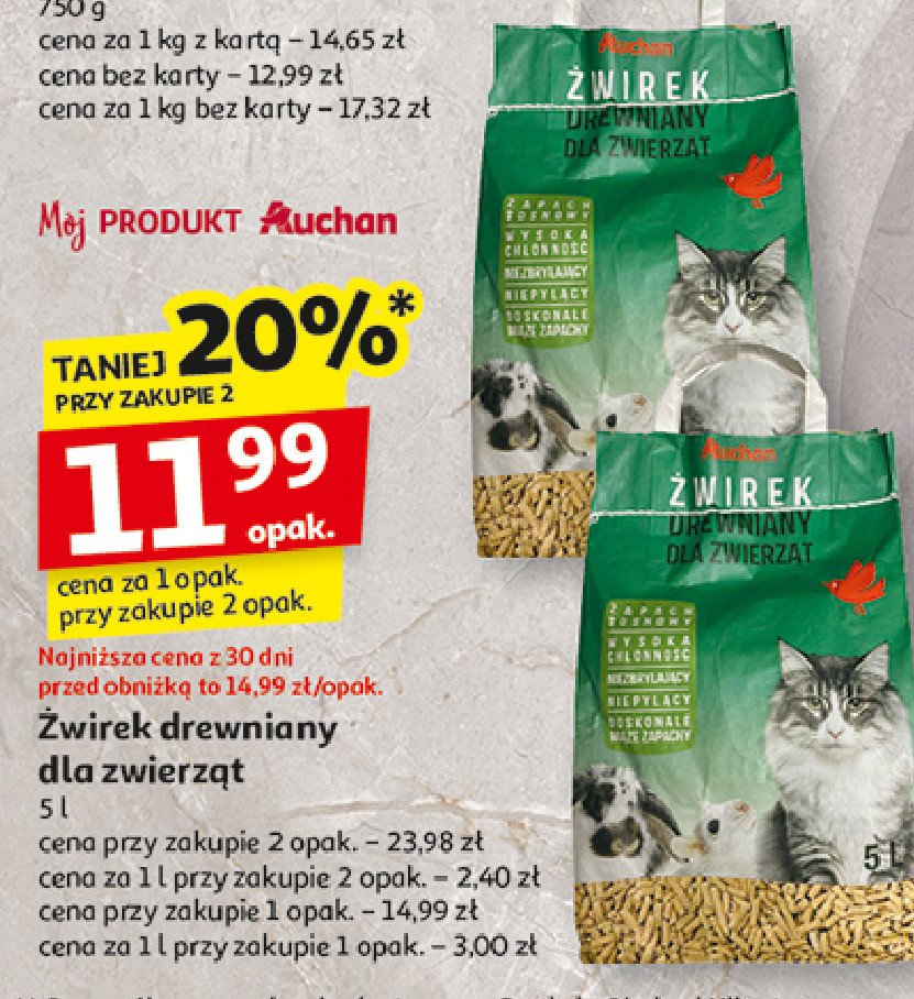 Żwirek drewniany Auchan promocja