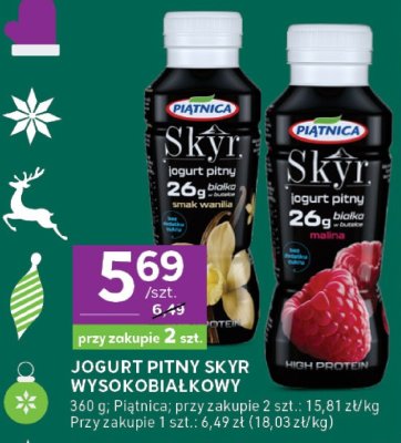 Jogurt pitny Skyr wysokobiałkowy Piątnica promocja w Stokrotka