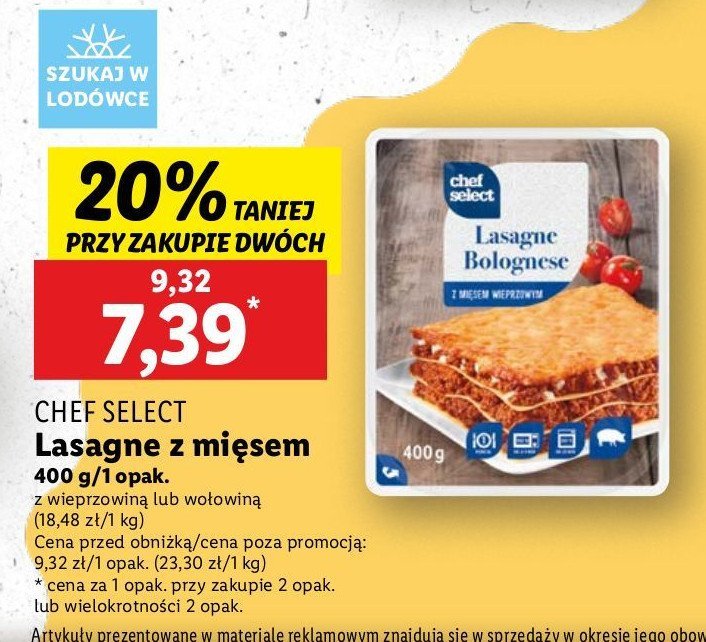 Lasagne bolognese z mięsem wołowym Chef select promocja