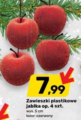 Zawieszki plastikowe jabłka op. 4 szt. promocja w Bricomarche
