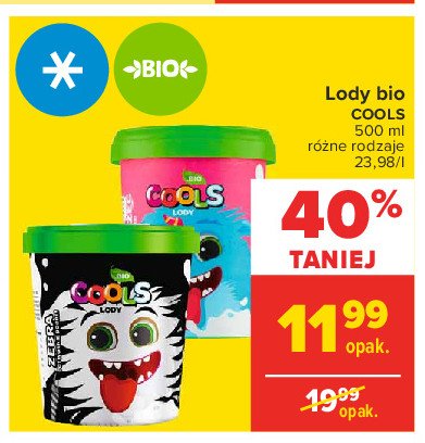 Lody w kubku zebra Cools bio promocja