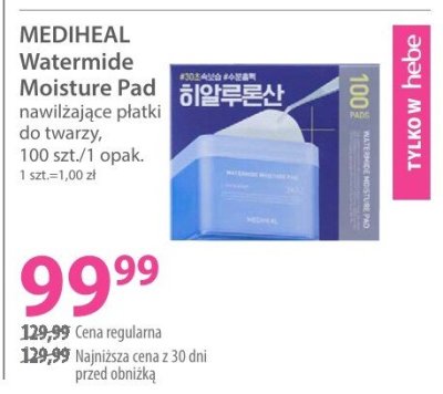 Płatki MEDIHEAL Watermide Moisture Pad nawilżające płatki do twarzy 100 szt./1 opak. promocja w Hebe