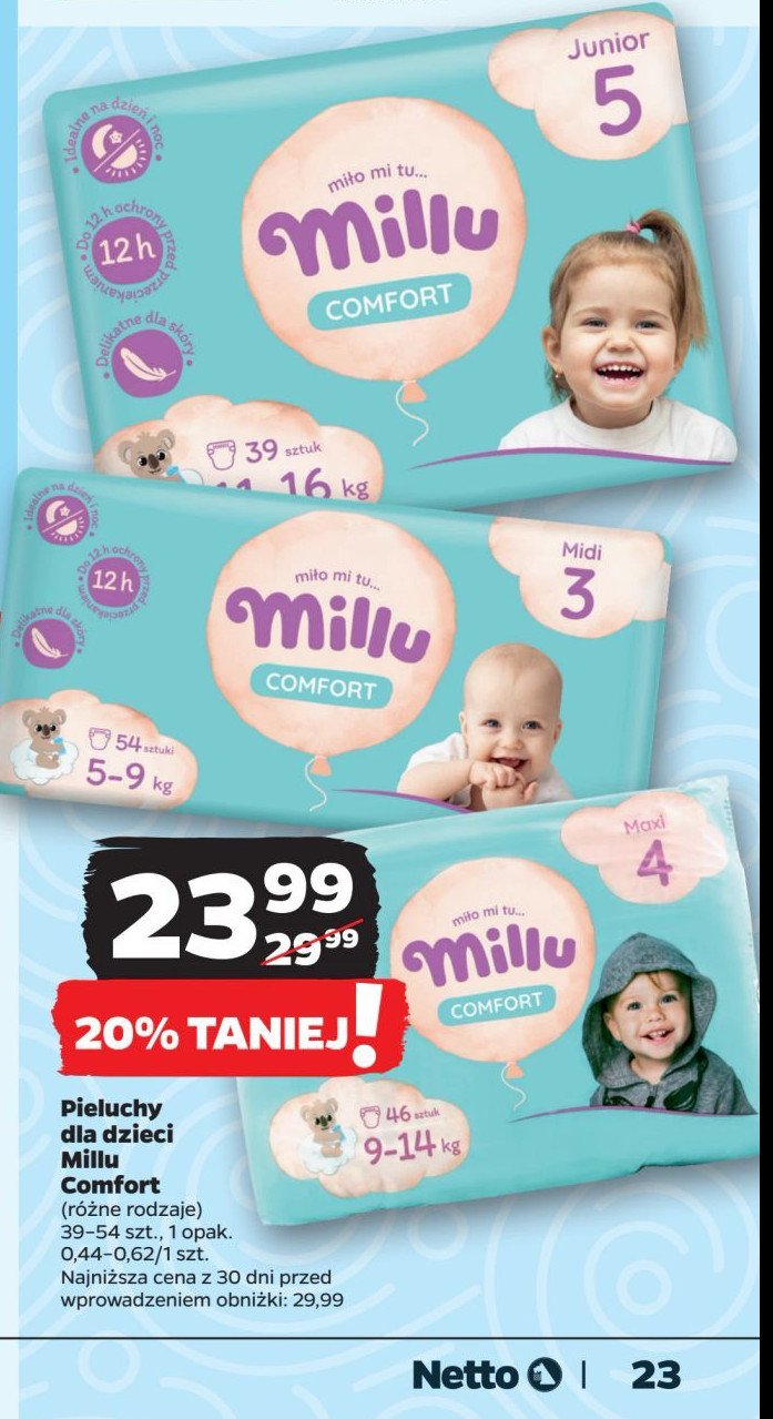 Pieluchy rozm. 5 Millu comfort promocja