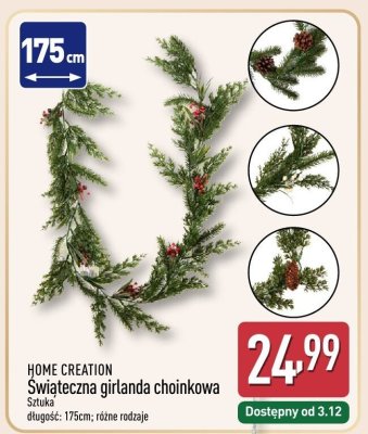Świąteczna girlanda choinkowa HOME CREATION promocja w Aldi