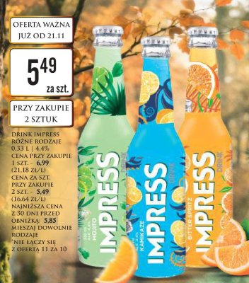 Drink Impress różne rodzaje promocja w Dino