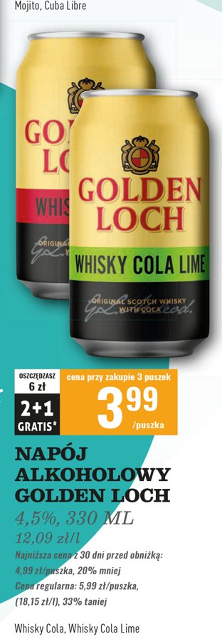 Whisky + cola lime GOLDEN LOCH promocja