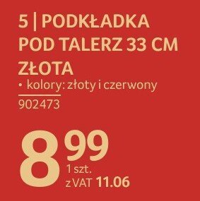 Podkładka pod talerz 33 cm złota promocja w Selgros