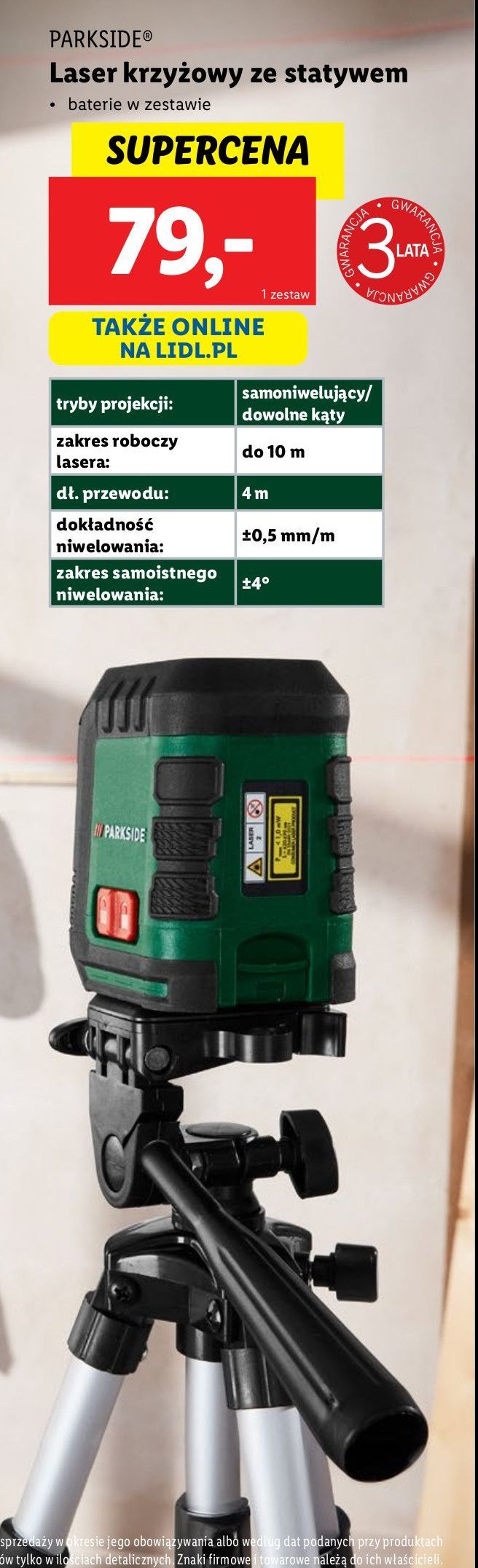 Laser krzyżowy ze statywem Parkside promocja w Lidl