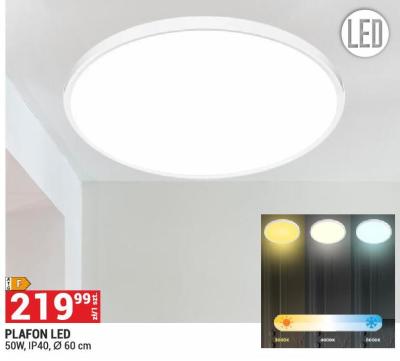 Plafon LED 50W, IP40, Ø 60 cm promocja w Merkury Market