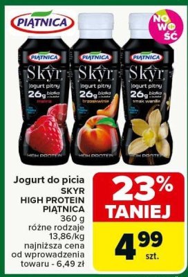 Jogurt do picia Skyr High Protein Piątnica promocja w Carrefour