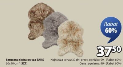 Sztuczna skóra owcza TAKS promocja w Jysk