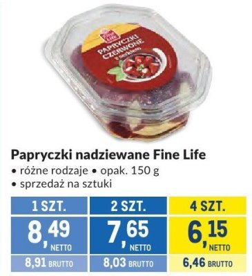 Papryczki nadziewane Fine Life różne rodzaje promocja w Makro