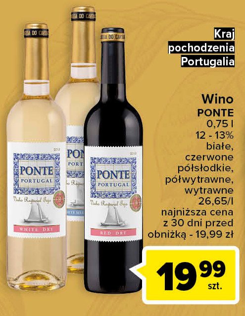 Wino PONTES DE REI WHITE SEMI DRY promocja