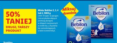 Mleko Bebilon 2, 3, 4 lub 5 DRUGIE -50% promocja w Lidl
