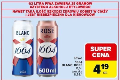 Piwo 1664 BLANC, ROSÉ 0,5 l puszka promocja w Carrefour Market