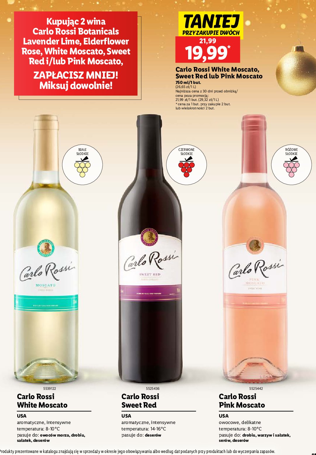 Wino półwytrawne Carlo rossi moscato promocja w Lidl