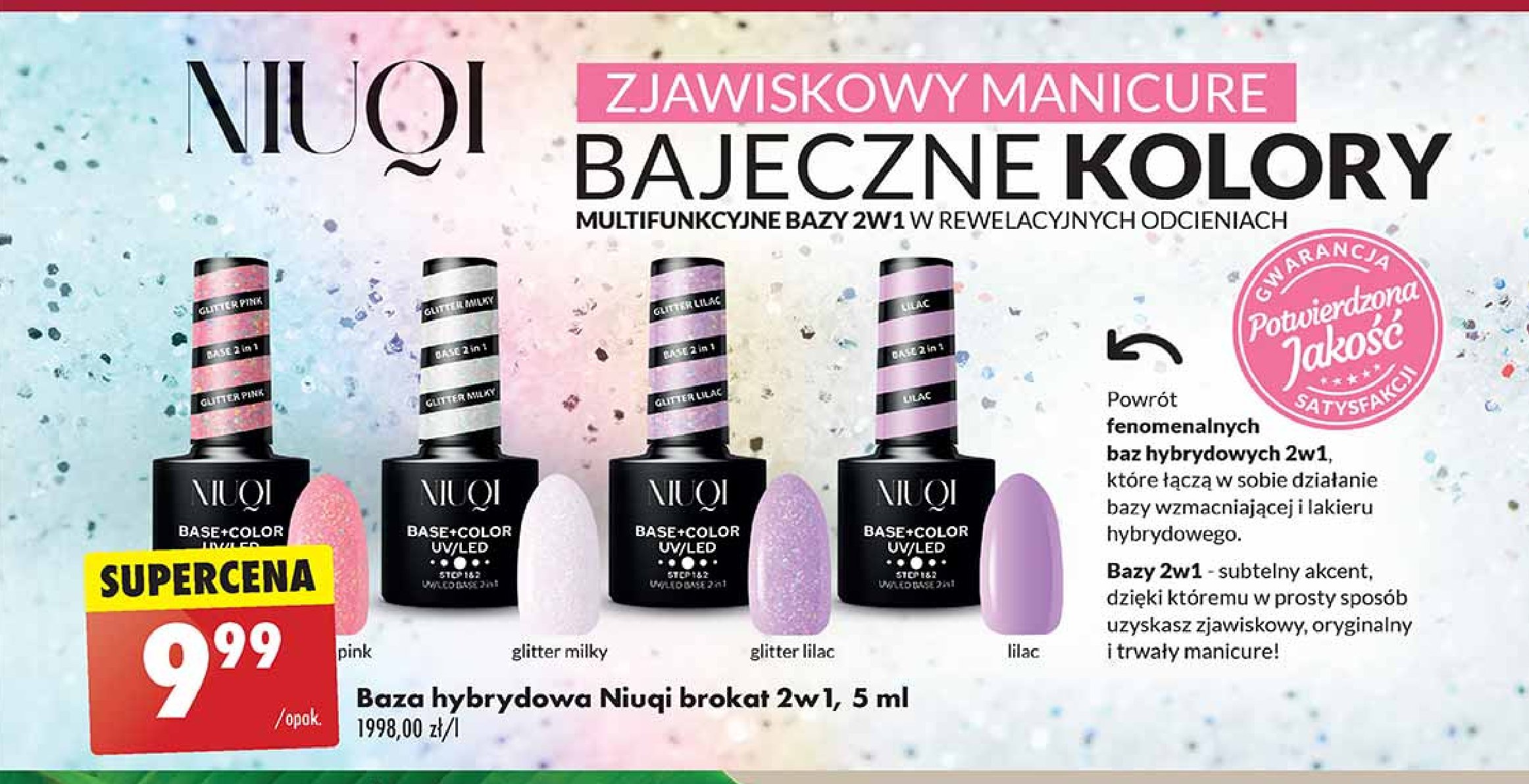 Baza uv/led glitter lilac Niuqi promocja