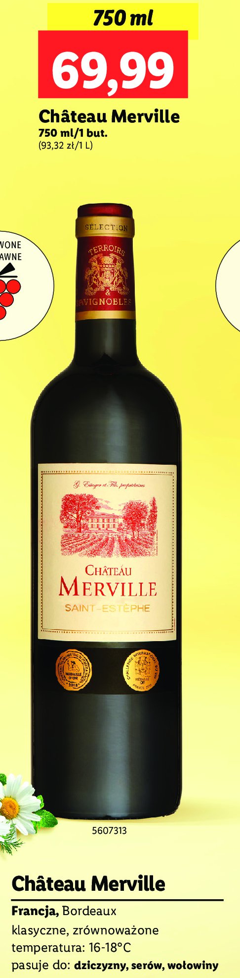 Wino CHATEAU MERVILLE SAINT ESTEPHE promocja