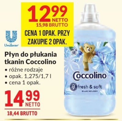 Płyn do płukania tkanin Coccolino promocja w Makro