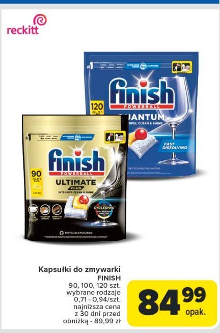 Kapsułki do zmywarki lemon Finish quantum promocja w Carrefour