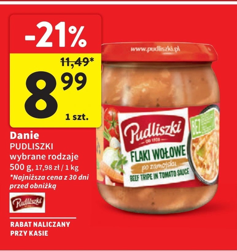 Flaki wołowe po zamojsku Pudliszki promocja w Intermarche