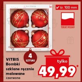 Bombki szklane czerwone 10 cm Vitbis promocja