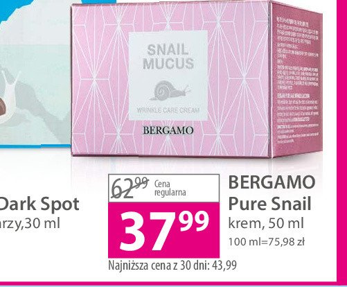 Krem do twarzy Bergamo pure snail promocja