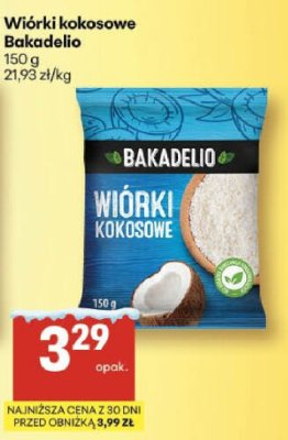 Wiórki kokosowe Bakadelio promocja w Delikatesy Centrum