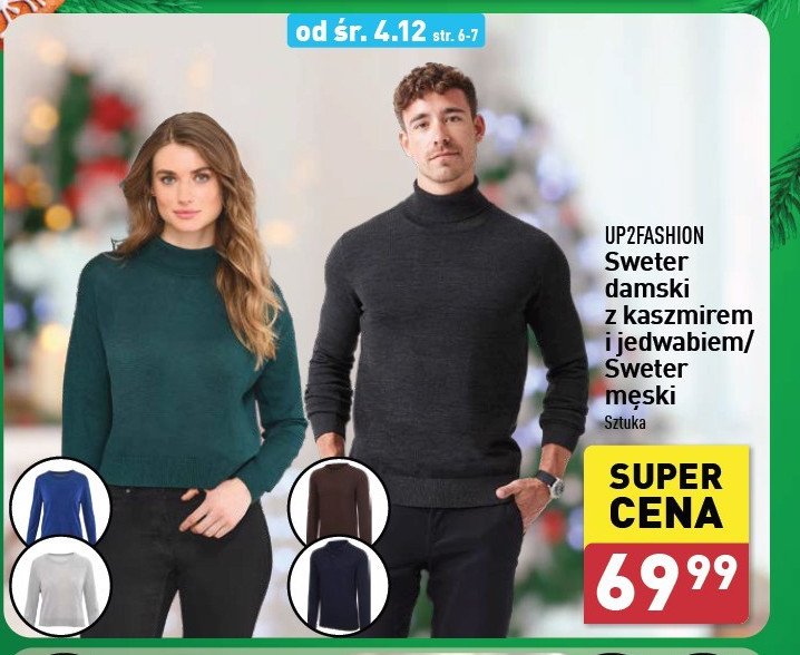 Sweter męski z kaszmirem i jedwabiem m-xxl Up2fashion promocja w Aldi