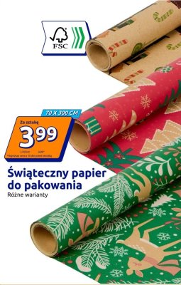 Świąteczny papier do pakowania 70x300 cm, różne warianty promocja w Action