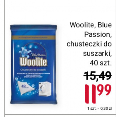 Chusteczki zapachowe do suszarki na pranie Woolite blue passion promocja