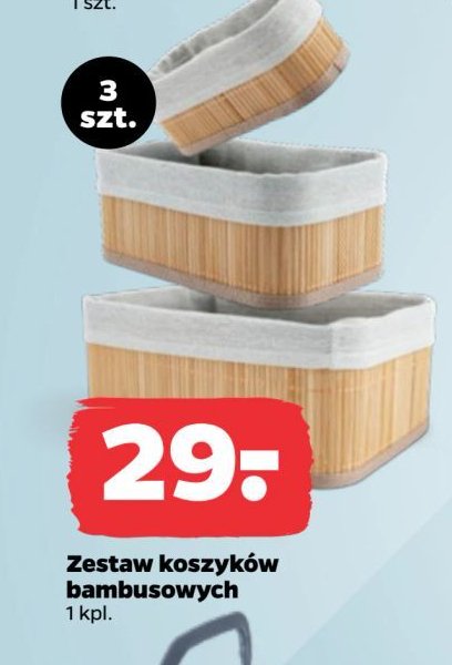 Komplet koszyków bambusowych wyścielanych promocja w Netto