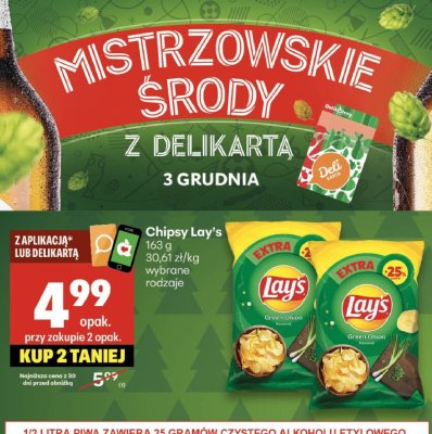 Chipsy Lay's 163g promocja w Delikatesy Centrum