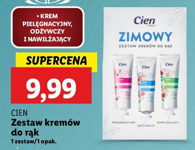 Zimowy zestaw kremó do rąk: odżywczy + pielęgnacyjny + nawilżający Cien promocja