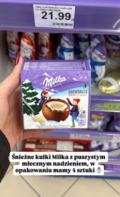 Śnieżne kulki Milka z mlecznym nadzieniem promocja w Dino