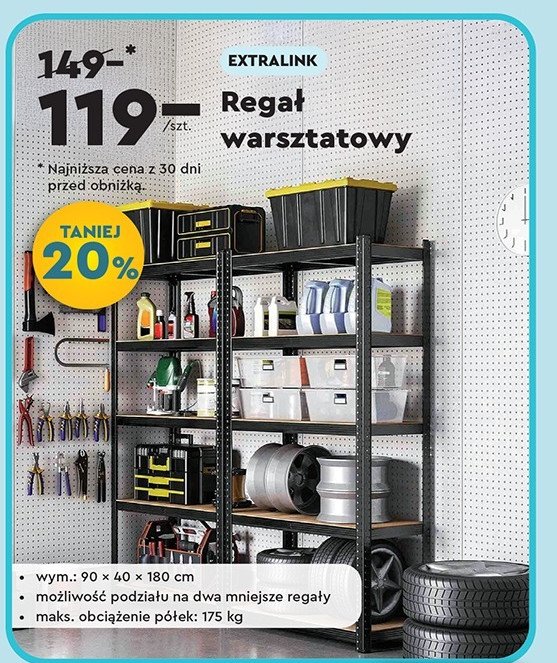 Regał warsztatowy 180 x 90 x 40 cm Extralink promocja w Biedronka