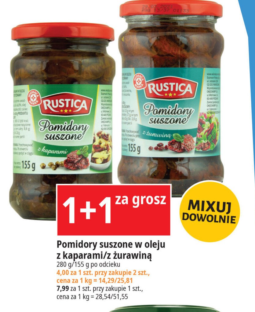 Pomidory suszone w oleju z kaparami Wiodąca marka rustica promocja w Leclerc