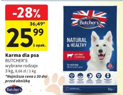 Karma dla psa BUTCHER'S wybrane rodzaje 3 kg promocja w Intermarche