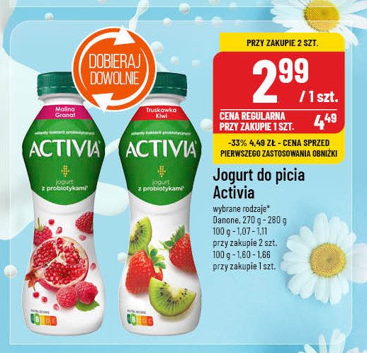 Jogurt truskawka-kiwi Danone activia promocja