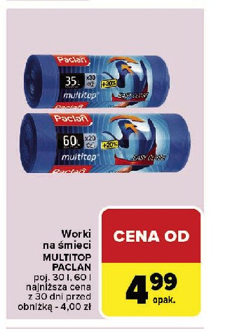 Worki na smieci 35 l Paclan multitop promocja w Carrefour