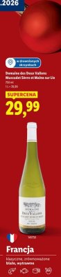 Wino Domaine des Deux Vallons Muscadet Sèvre et Maine sur Lie promocja w Lidl