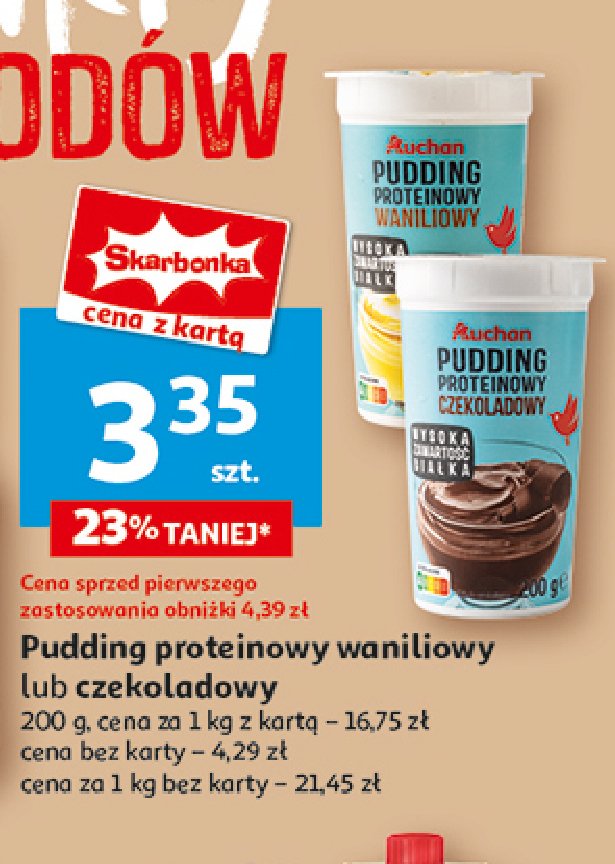 Pudding proteinowy waniliowy Auchan różnorodne (logo czerwone) promocja