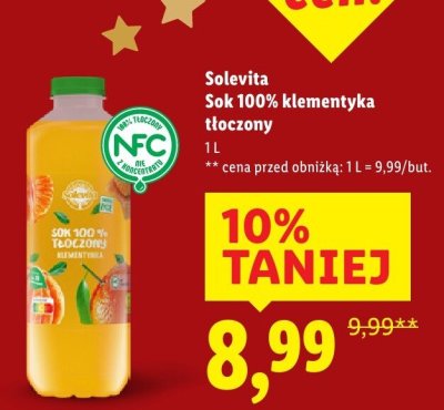 Sok Solevita Sok 100% klementynka tłoczony promocja w Lidl