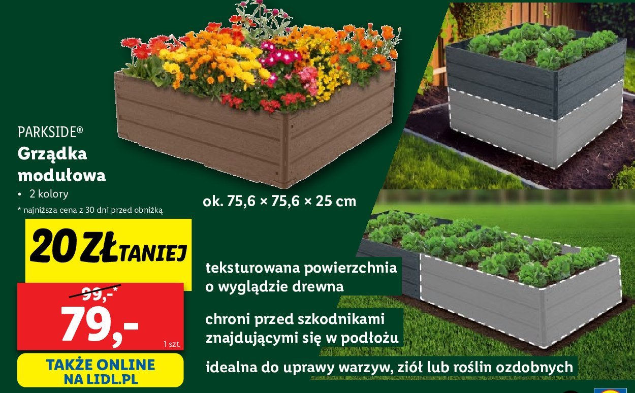 Grz膮dka modu艂owa 75.6 x 75.6 x 25 cm Parkside promocja