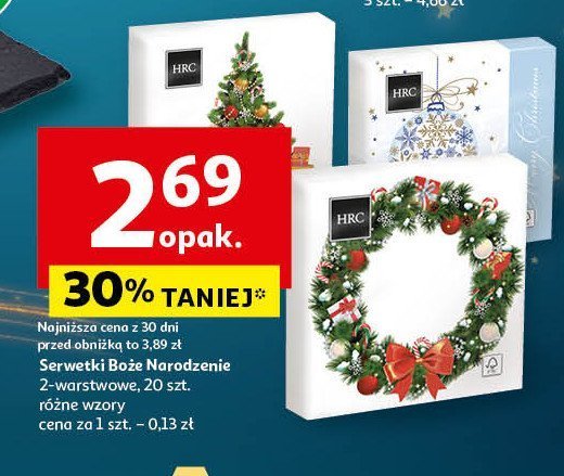 Serwetki świąteczne 33 x 33 cm Hrc promocja w Auchan