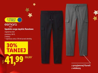 Spodnie cargo męskie flanelowe  promocja w Lidl